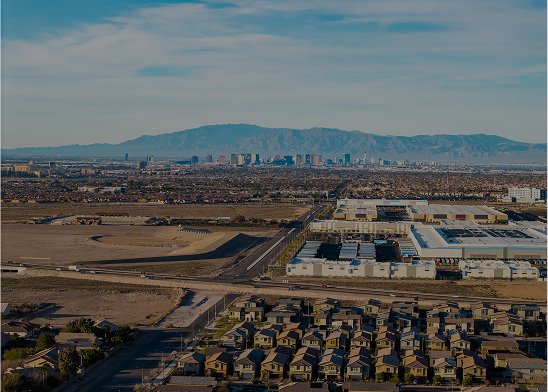 Aerial view of urban and rural landscape