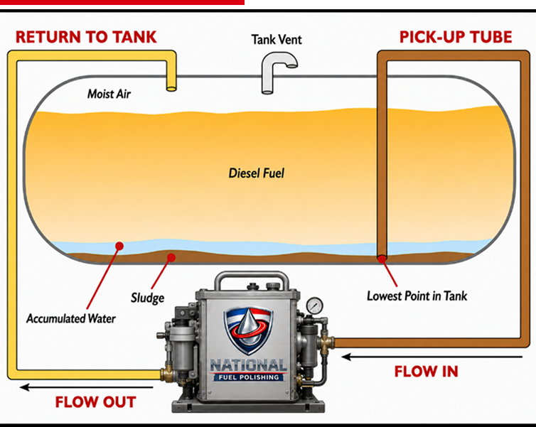 Diesel fuel tank polishing system diagram